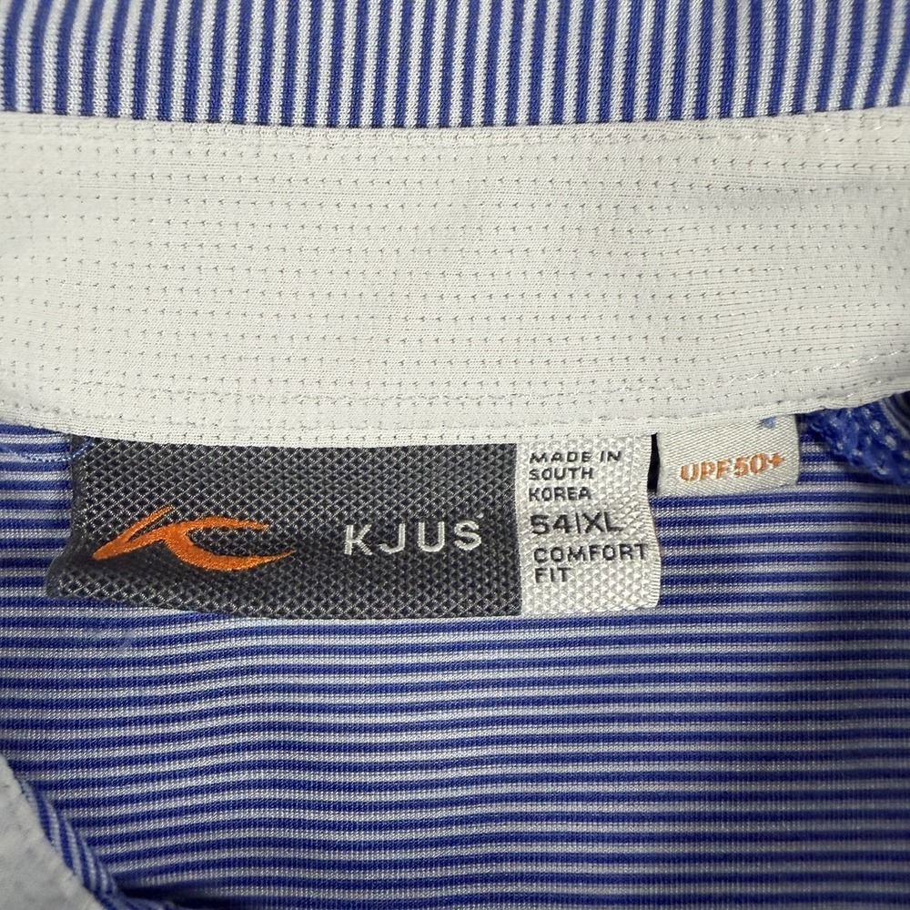 Kjus Old Head Golf Links Polo Mens XL Blue Striped Soren Performance UPF 50+ - Picture 4 of 9